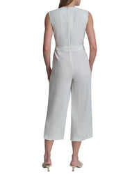DKNY Dkny Striped Linen-Blend Jumpsuit
