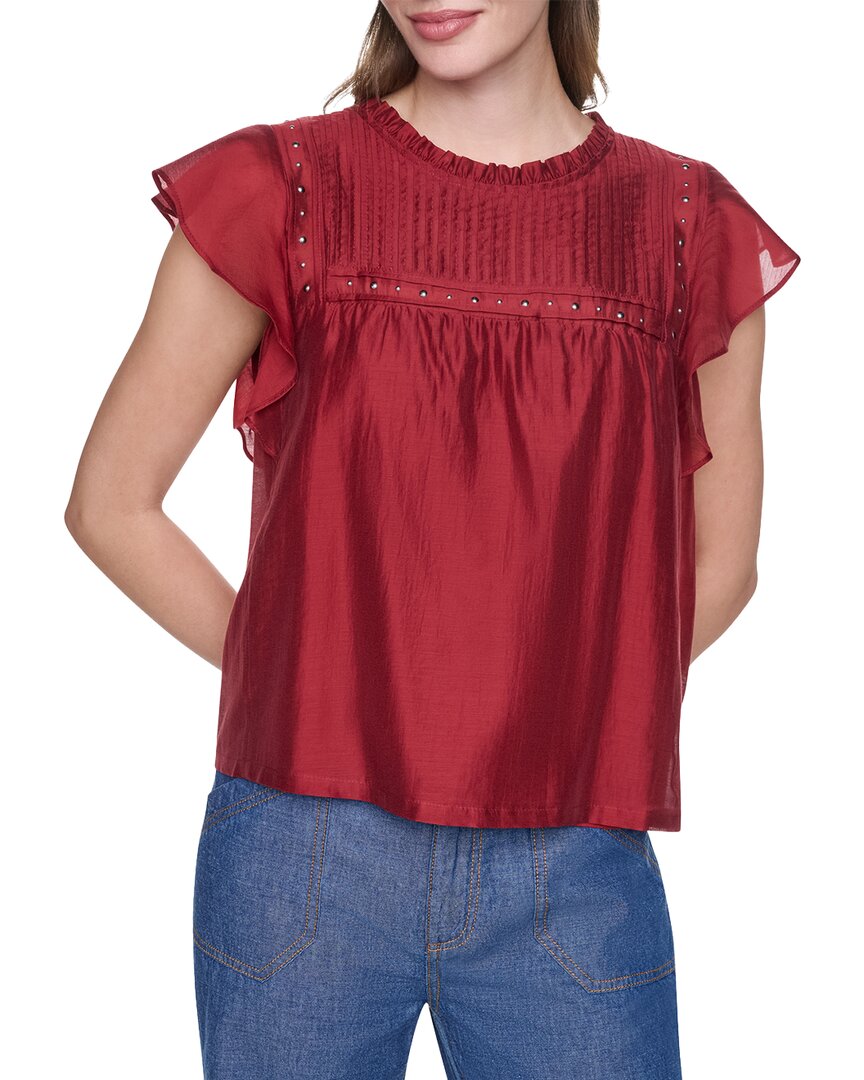 DKNY Dkny Pleated Studded Top
