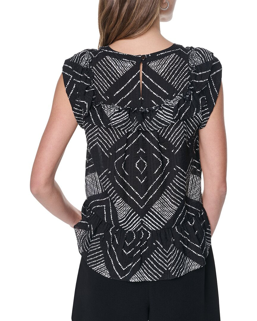 DKNY Dkny Printed Flange Sleeve Top