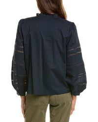 Madewell High-Neck Lace Insert Pintuck Top