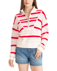 Draper James Draper James Mixed Stripe Zip Up Pullover
