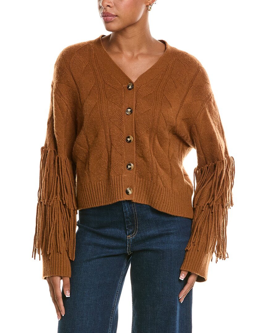Brodie Cashmere Brodie Cashmere Cable Fringe Cashmere Cardigan
