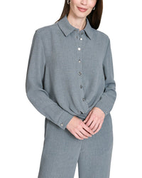 Halston Halston Long Sleeve Twist Waist Top