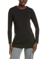 Halston Halston Long Sleeve Front Pocket Tunic