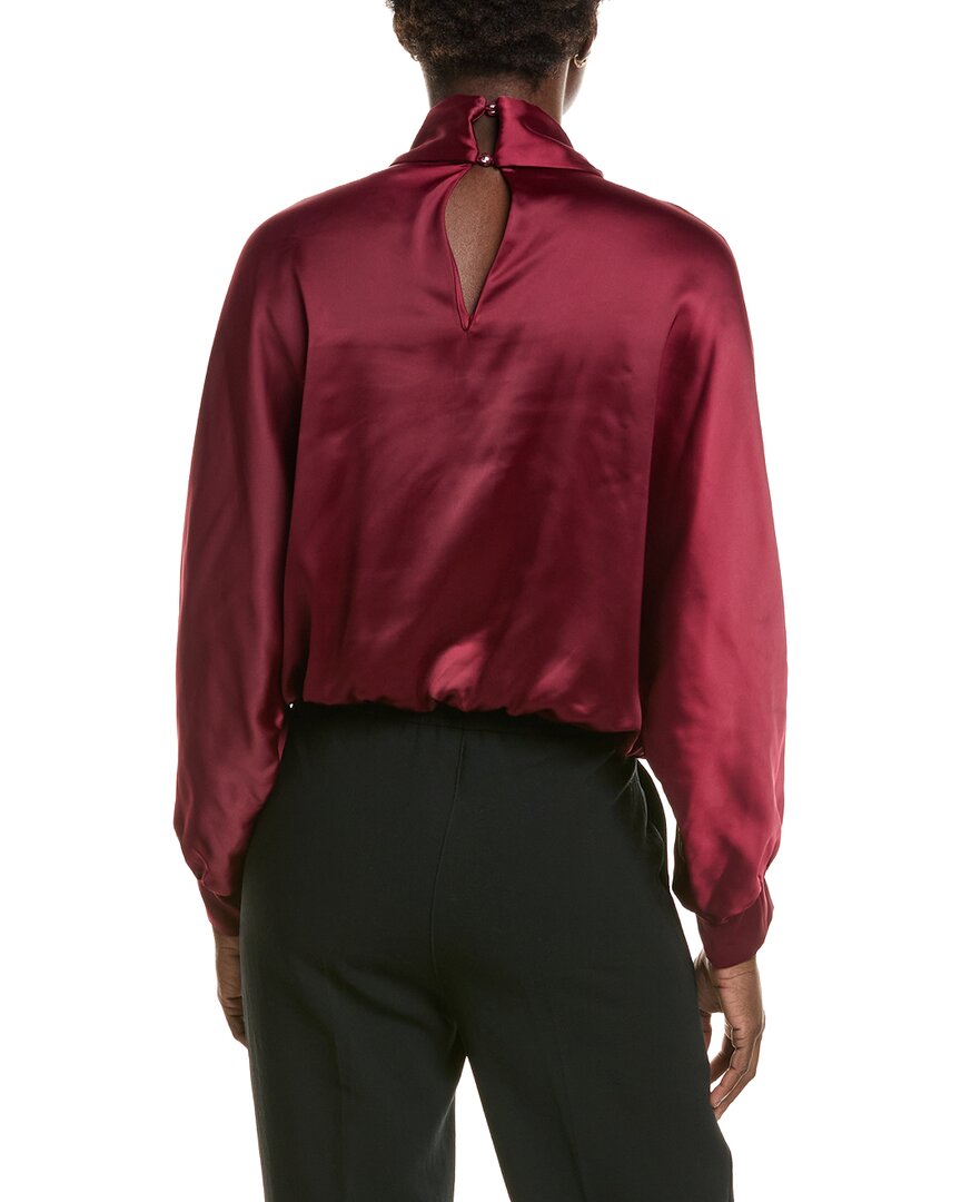 Halston Halston Satin Mock Neck Scarf Blouse