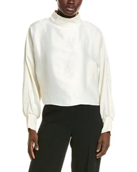 Halston Halston Satin Mock Neck Blouse