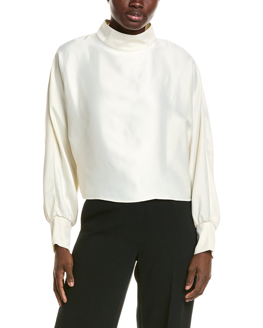 Halston Halston Satin Mock Neck Blouse
