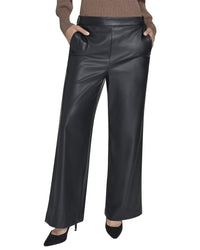 Halston Halston Vegan Leather Wide Leg Pant