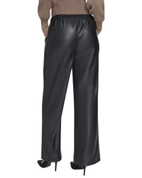 Halston Halston Vegan Leather Wide Leg Pant