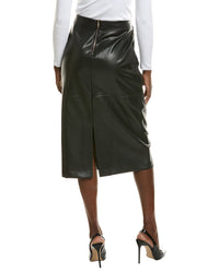 Halston Halston Vegan Leather Straight Midi Skirt