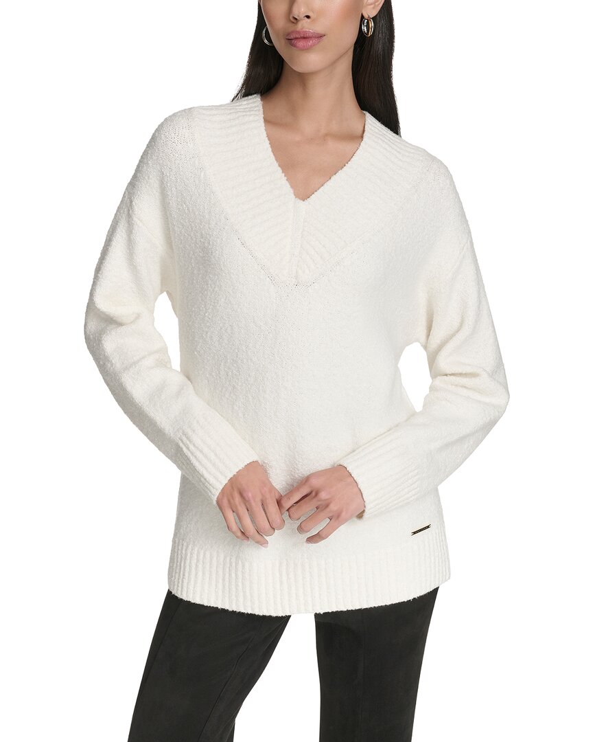 Halston Halston V-Neck Boucle Sweater