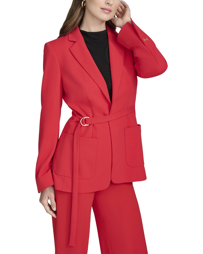 Halston Belted D-Ring Blazer