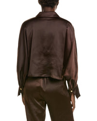 Halston Halston Satin Cropped Blouse