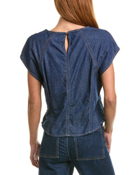 DKNY Dkny Flutter Sleeve Chambray Top
