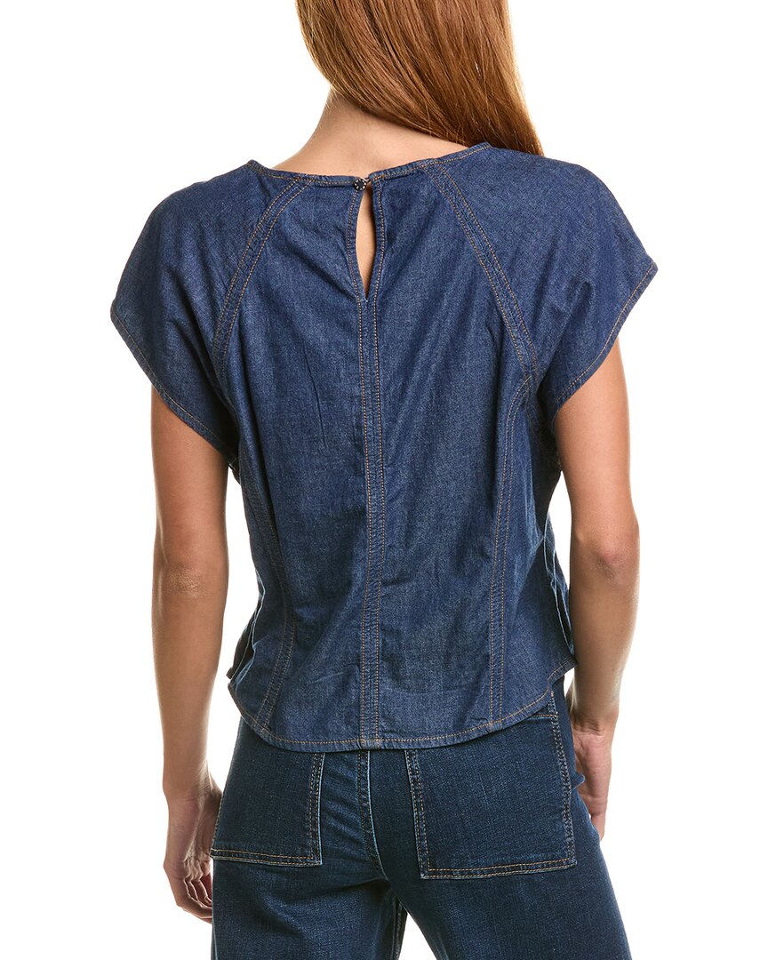 DKNY Dkny Flutter Sleeve Chambray Top