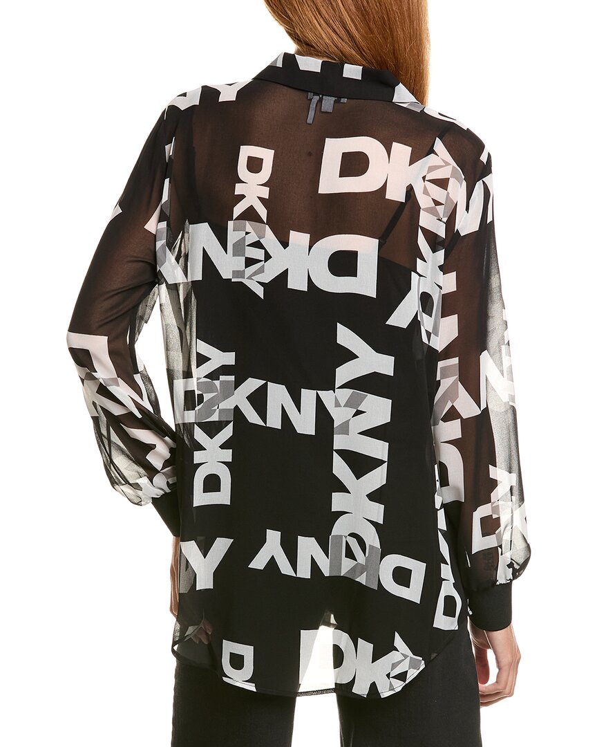 Dkny Chiffon Logo Button Down Shirt