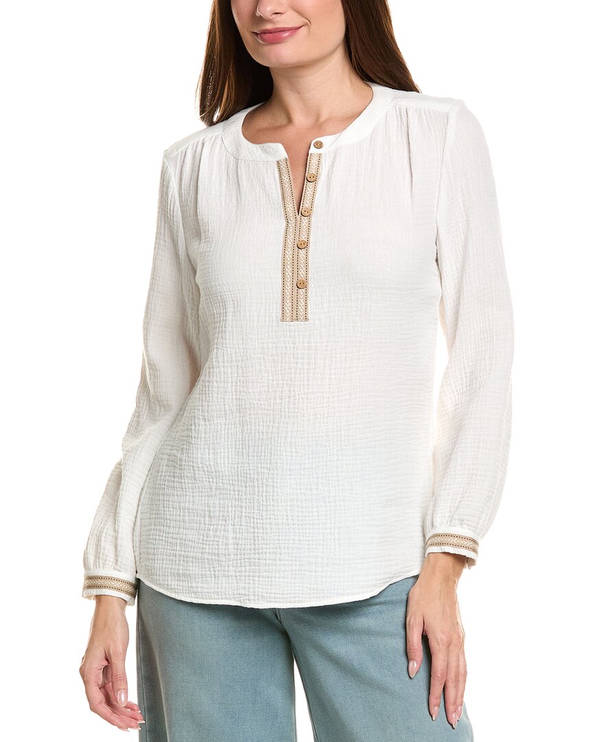 Jones New York Jones New York Cobble Textured Double Trim Top