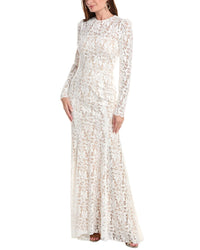 Oscar de la Renta Oscar De La Renta Gardenia Lace Open Back Silk-Lined Gown