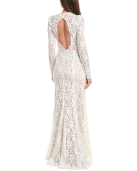 Oscar de la Renta Oscar De La Renta Gardenia Lace Open Back Silk-Lined Gown