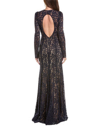 Oscar de la Renta Oscar De La Renta Gardenia Lace Open Back Silk-Lined Gown