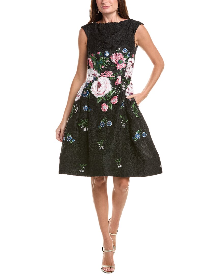 Oscar de la Renta Oscar De La Renta Botanical Jacquard Silk-Lined Cocktail Dress