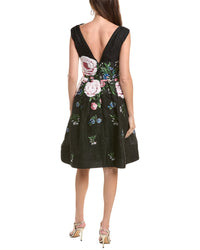 Oscar de la Renta Oscar De La Renta Botanical Jacquard Silk-Lined Cocktail Dress