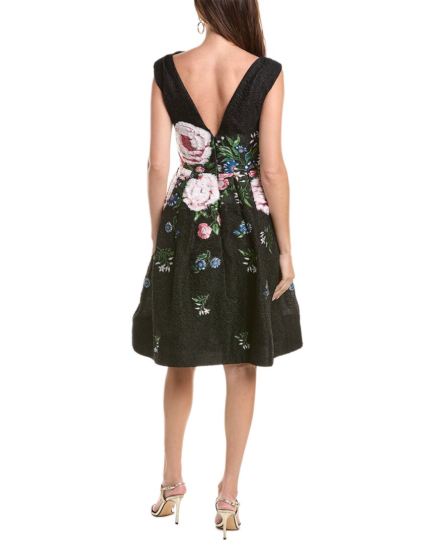 Oscar de la Renta Oscar De La Renta Botanical Jacquard Silk-Lined Cocktail Dress