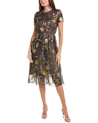 Oscar de la Renta Oscar De La Renta Floral Silhouette Silk-Blend Midi Dress