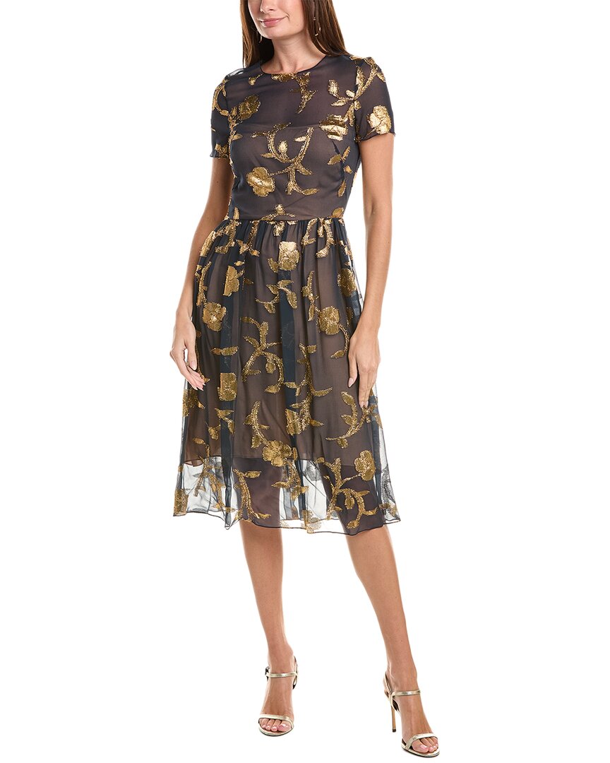 Oscar de la Renta Oscar De La Renta Floral Silhouette Silk-Blend Midi Dress
