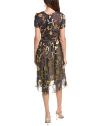Oscar de la Renta Oscar De La Renta Floral Silhouette Silk-Blend Midi Dress