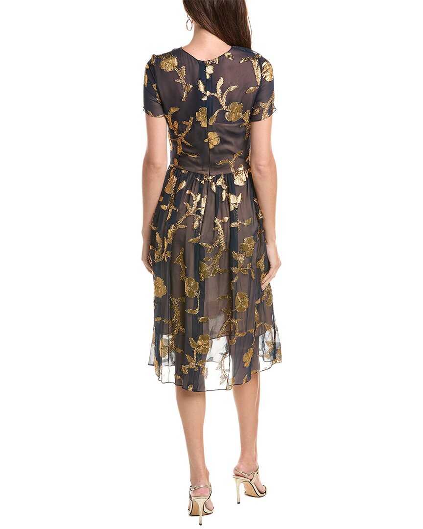 Oscar de la Renta Oscar De La Renta Floral Silhouette Silk-Blend Midi Dress