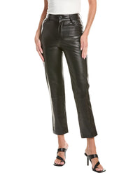 Oscar de la Renta Oscar De La Renta Zip Front Silk-Lined Leather Pant