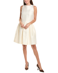 Oscar de la Renta Oscar De La Renta Jewel Neck Drop-Waist Silk Mini Dress