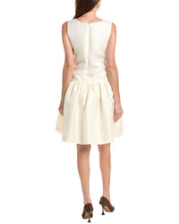 Oscar de la Renta Oscar De La Renta Jewel Neck Drop-Waist Silk Mini Dress