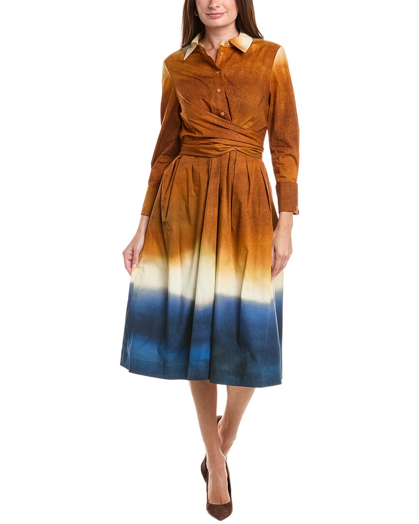 Oscar de la Renta Oscar De La Renta Wrap Abstract Ombre Shirtdress