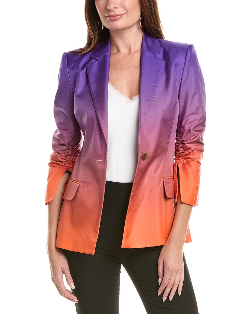 Oscar de la Renta Oscar De La Renta Ombre Twill Silk Jacket