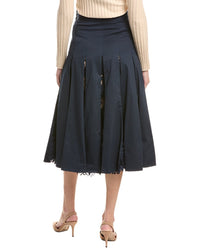 Oscar de la Renta Oscar De La Renta Water Lily Guipure Inset Silk-Lined A-Line Skirt