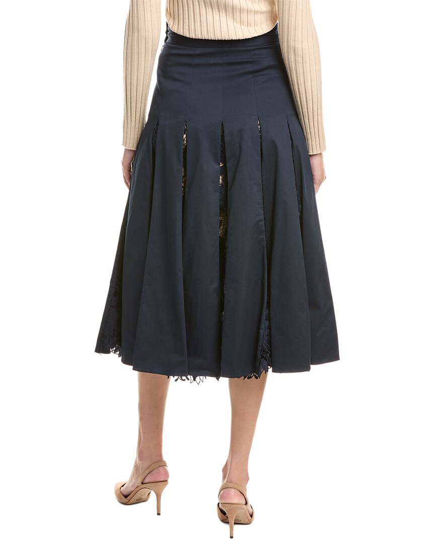 Oscar de la Renta Oscar De La Renta Water Lily Guipure Inset Silk-Lined A-Line Skirt