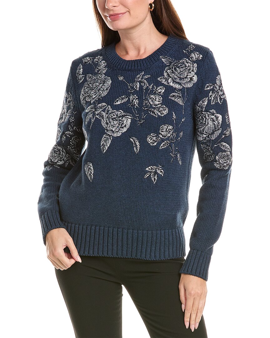 Oscar De La Renta Roses Embroidered Sweater