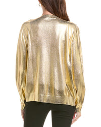 Oscar de la Renta Oscar De La Renta Foil Lace Silk-Blend Cardigan