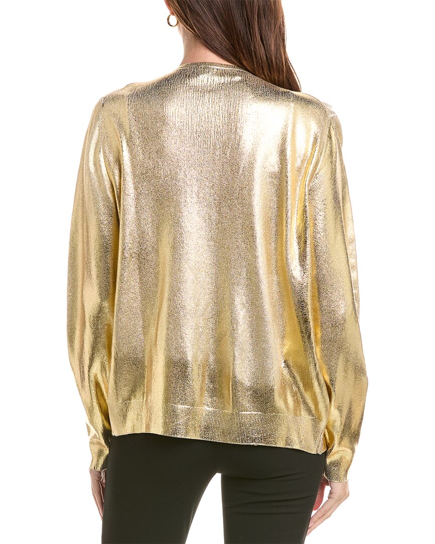 Oscar de la Renta Oscar De La Renta Foil Lace Silk-Blend Cardigan