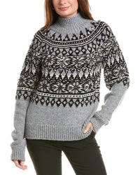 Oscar de la Renta Oscar De La Renta Fairisle Floats Wool-Blend Turtleneck Sweater