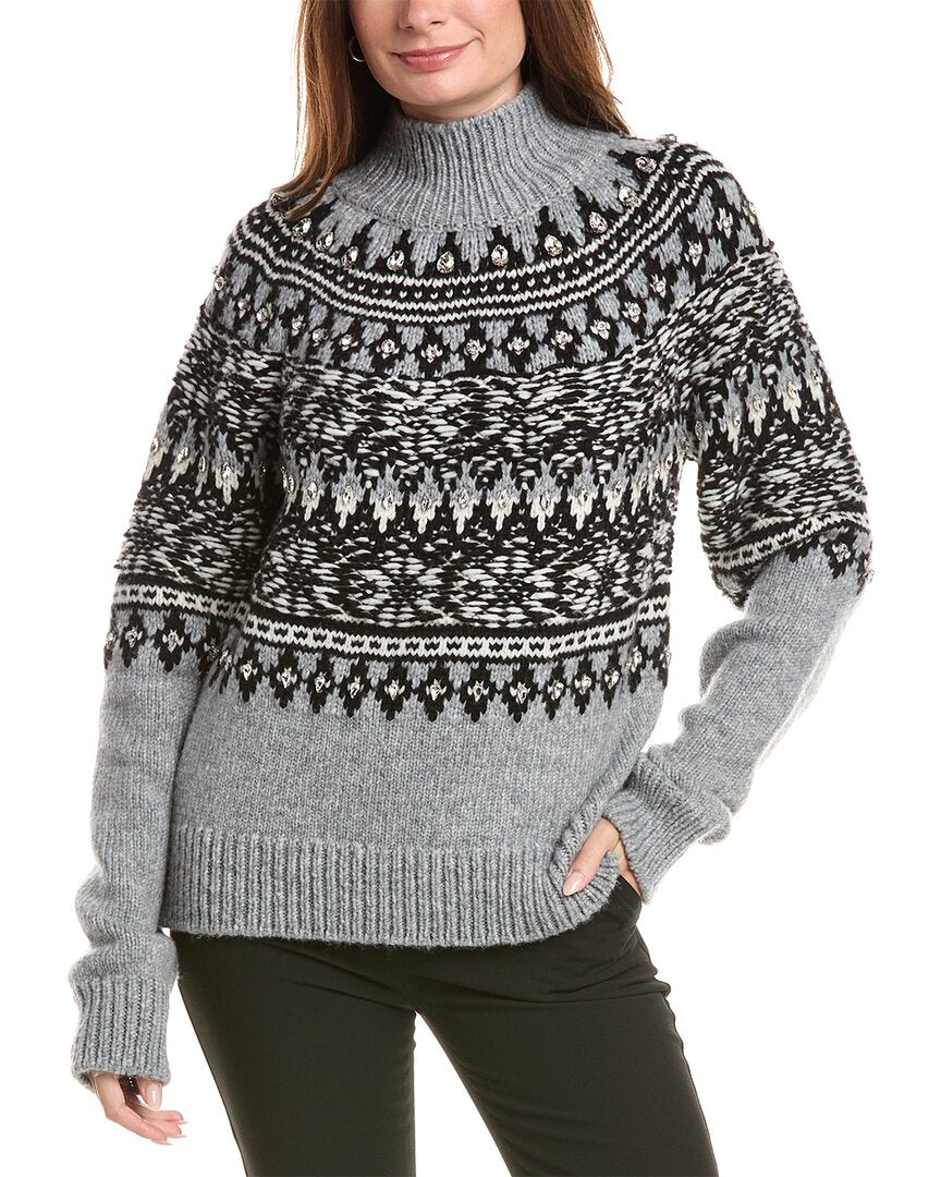 Oscar de la Renta Oscar De La Renta Fairisle Floats Wool-Blend Turtleneck Sweater