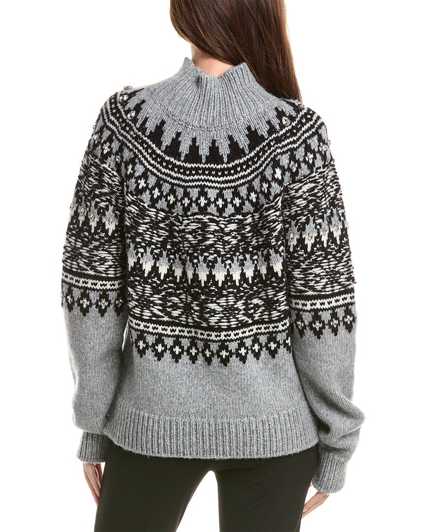 Oscar de la Renta Oscar De La Renta Fairisle Floats Wool-Blend Turtleneck Sweater