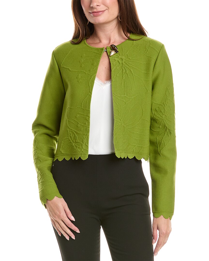 Oscar de la Renta Oscar De La Renta Embossed Cherry Blossoms Cardigan