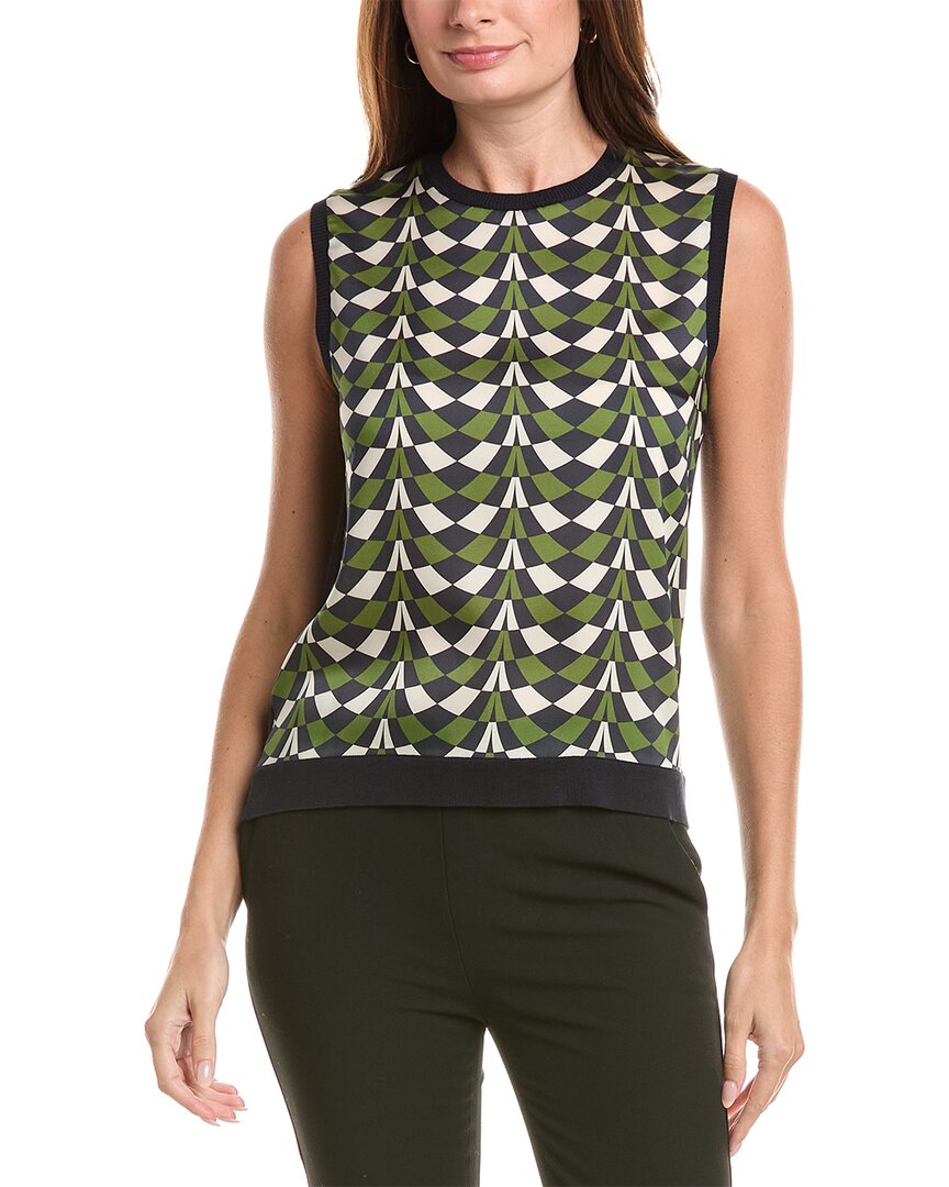 Oscar de la Renta Oscar De La Renta Geo Print Silk-Blend Insert Tank