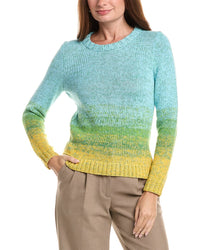 Oscar de la Renta Oscar De La Renta Jewel Neck Ombre Pullover
