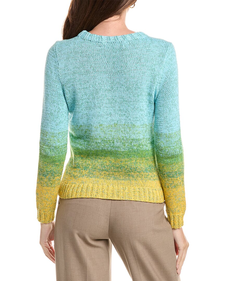 Oscar de la Renta Oscar De La Renta Jewel Neck Ombre Pullover