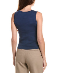 Oscar de la Renta Oscar De La Renta Scoop Neck Rib Silk-Blend Tank
