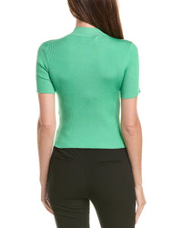 Oscar de la Renta Oscar De La Renta Mock Neck Ribbed Silk-Blend Pullover